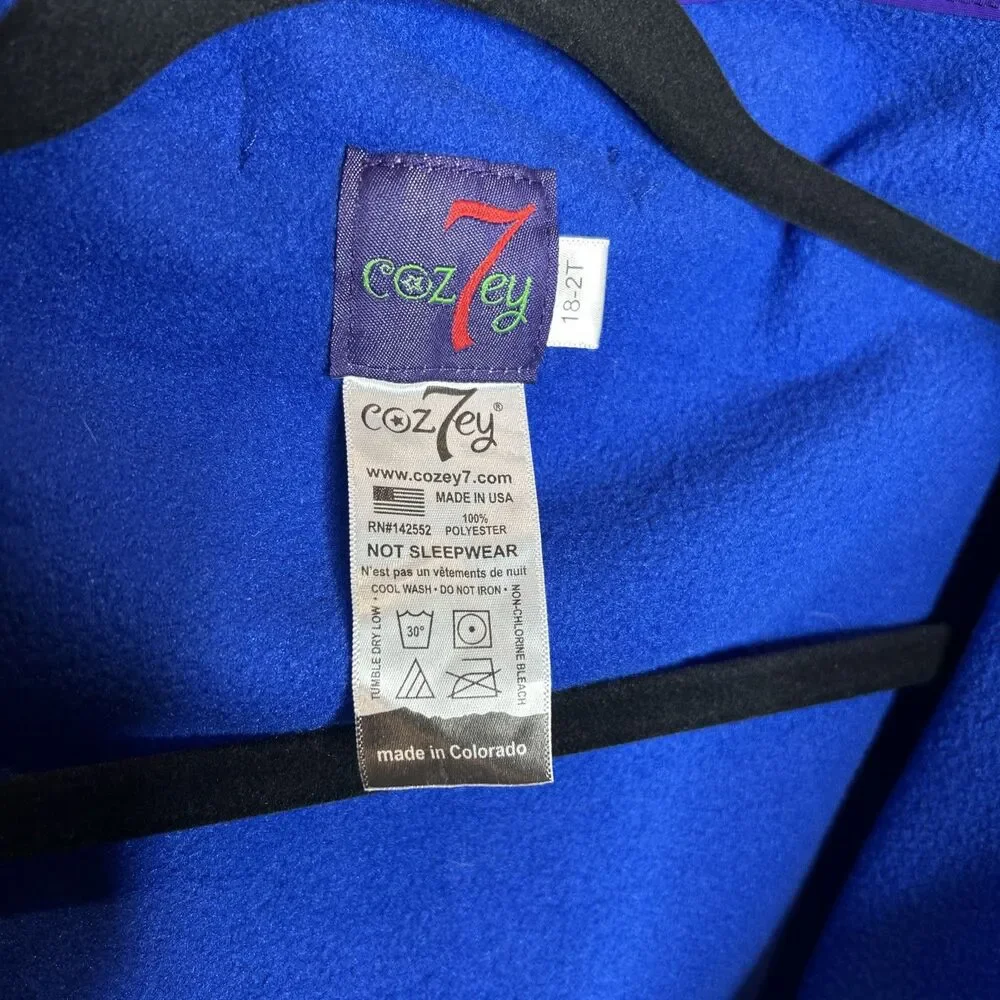 Cozey 7 TrailHopper Overalls Fleece Zipper Wearable Blanket Size 18 - 2T Blue